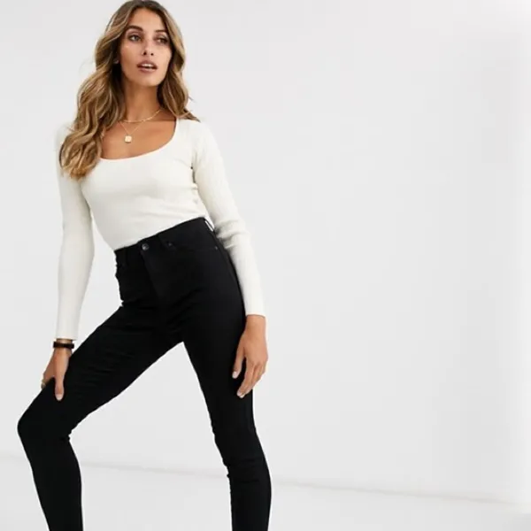 ASOS ✨scoop neck long sleeve sweater in fine knit rib✨ - Image 3