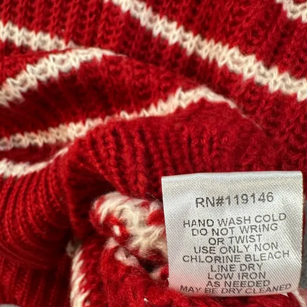 Jodifl Striped Oversize Knit Sweater Women's Large Red/White Crew Neck New - Image 8