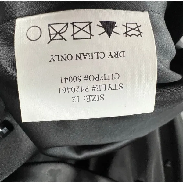 Allen Schwartz Prive Dress 12 Black Jeweled One Shoulder Blouson Evening Party‎ - Image 16