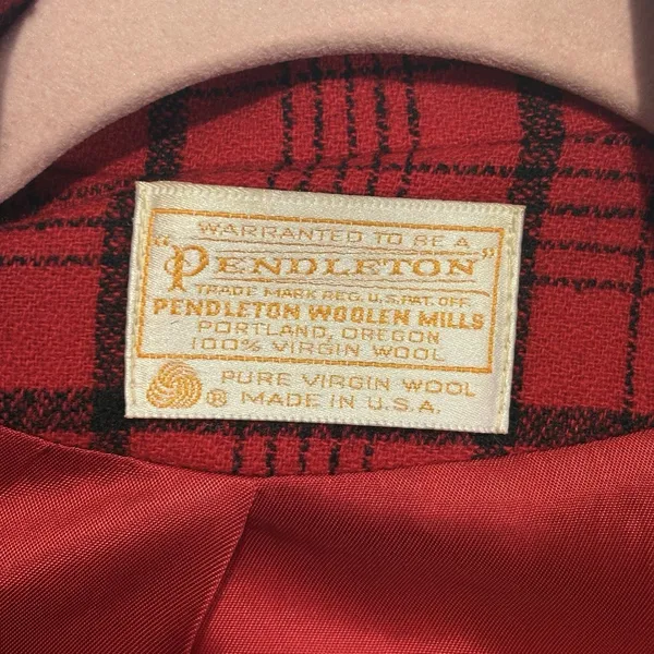 Vintage Pendleton Red Black Plaid Wool Blazer Women’s 14 Made USA Preppy Tartan - Image 2