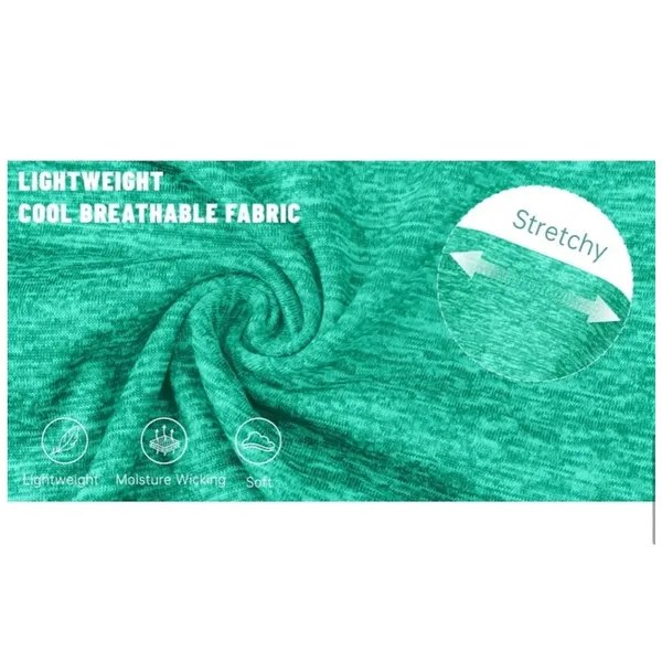 NWT ~ Green Workout Shirt V-Neck Quick Dry Athletic Loose Gym Running Top LARGE - Image 4