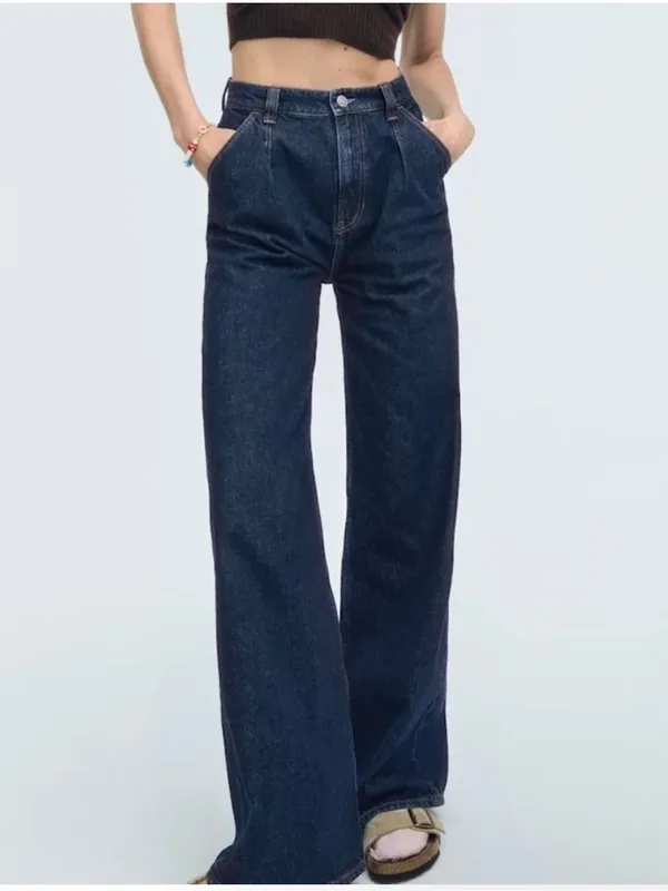 Reformation 28 Miami Pleated Trouser Jeans Tantum Dark Wash Relaxed Office - Image 7