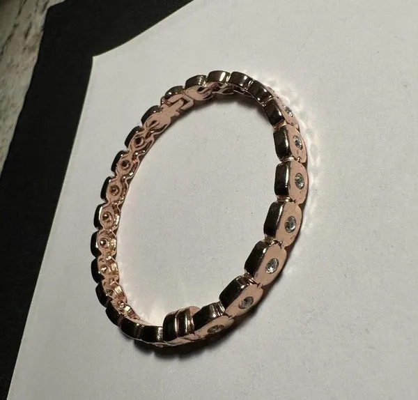 Premier Designs Rose Gold & Rhinestone Hinged Bangle Bracelet 7 Inch - Image 10