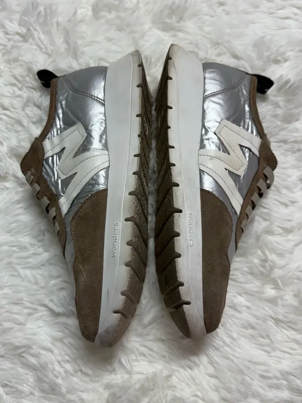 Wonders Women’s Sneakers EU 39 US 8.5 Silver Taupe Suede Platform - Image 10