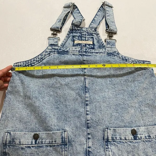 Free People We The Free Denim Overall Dress XS Acid Wash Mini Pinafore Y2K - Image 5