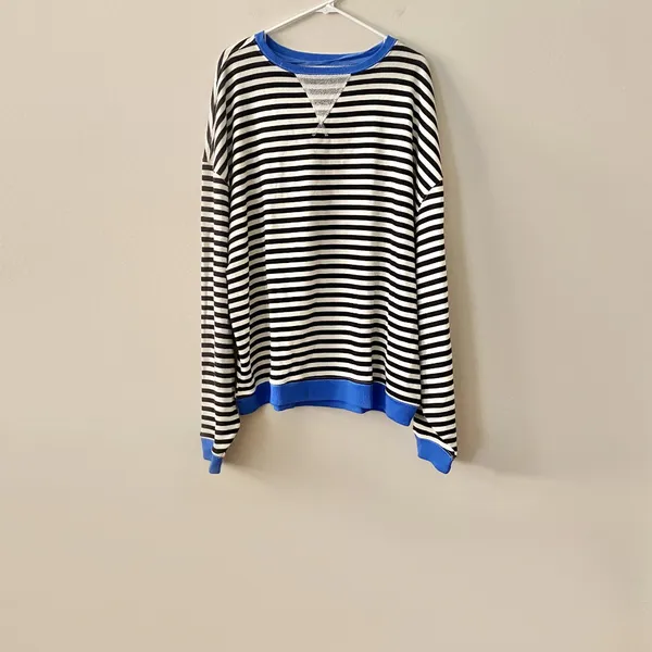 NWOT Free People Classic Striped Oversized Crewneck - Image 8