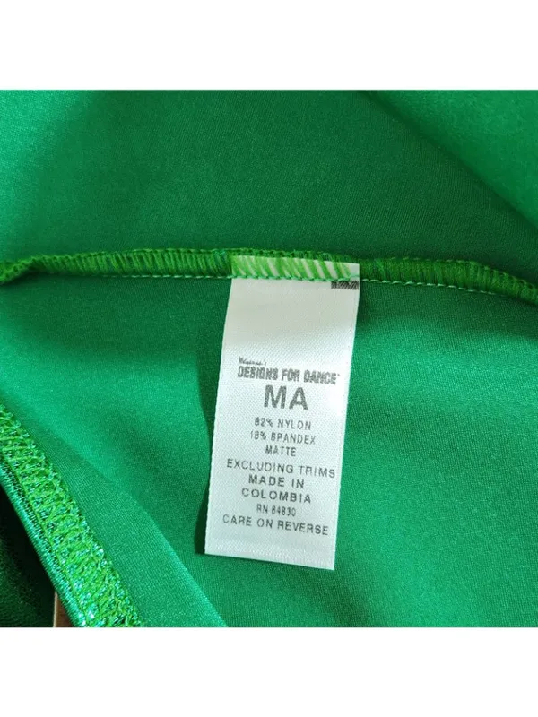 Designs for Dance Green Costume Set Cropped Tank Sequin Arm Covers Size Medium - Image 10