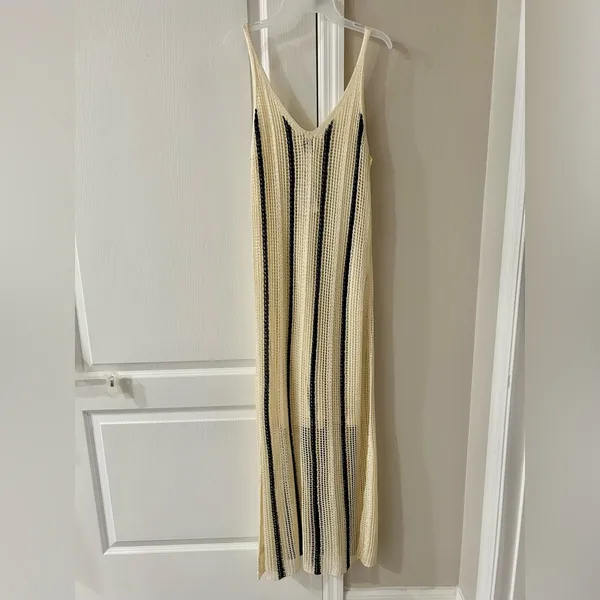 NWT Women's Open Work Maxi Sundress - A New Day Cream/Black Striped - Image 6