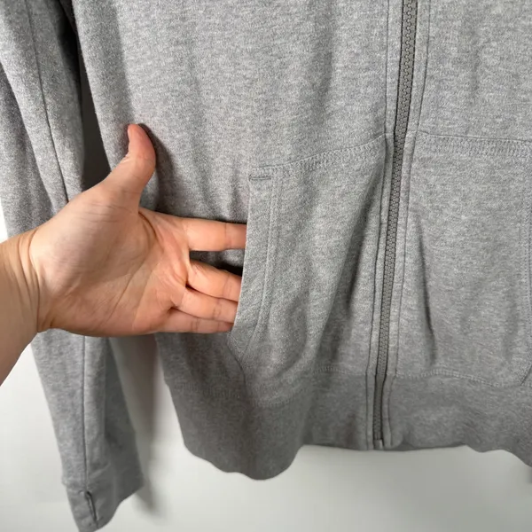 Pact Organic Cotton Full Zip Hoodie Heather Gray Thumbhole Athleisure‎ Womens Sm - Image 3