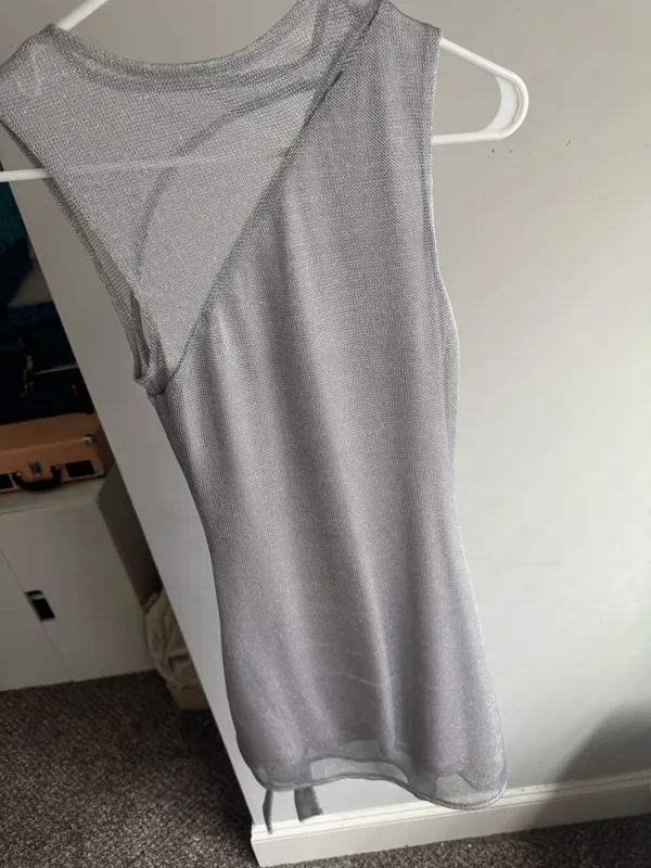 Tiger Mist Sparking Silver Mini Dress - Image 3
