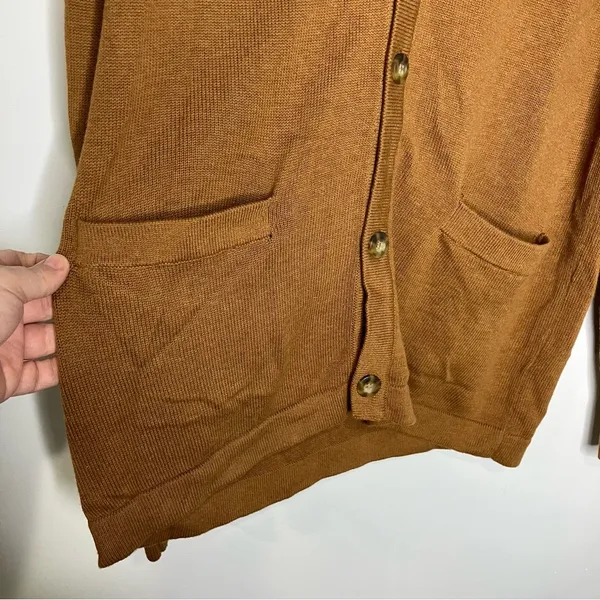JF J. Ferrar brown cardigan sweater button‎ front pockets large trendy casual - Image 4