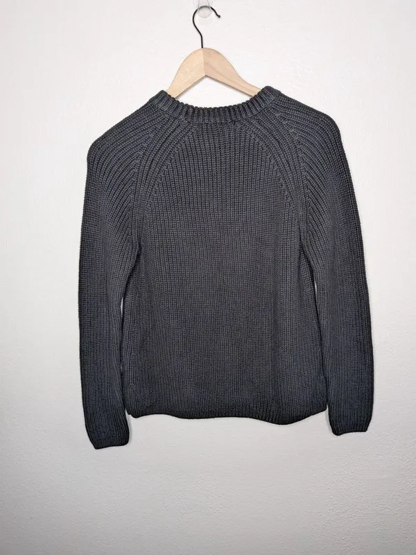 Quince Organic Cotton Black Knit Fisherman Sweater Size S - Image 8