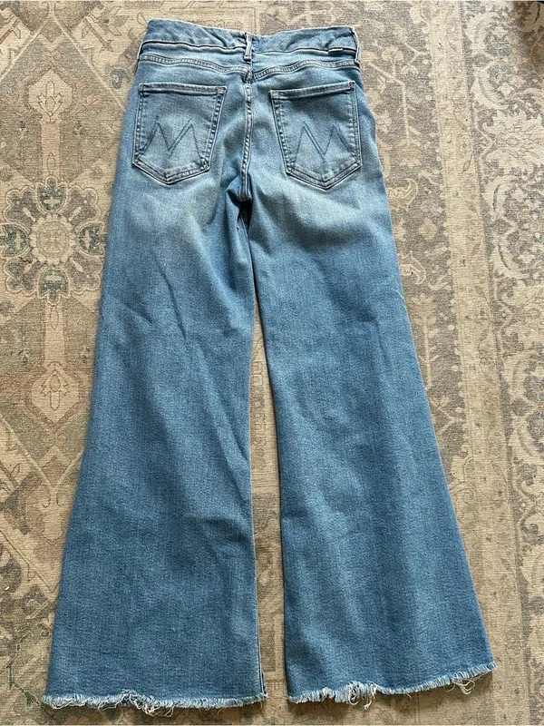 MOTHER The Roller Fray Wide Leg Jeans in Fan Favorite Sz 28 - Image 7