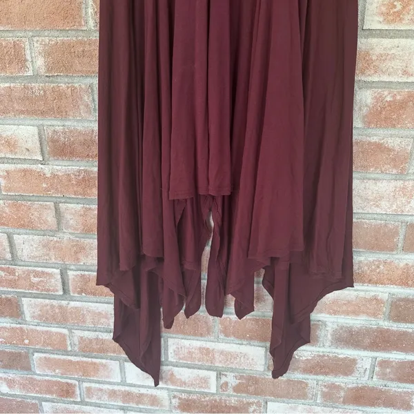 Free People Beach Asymmetrical Midi Dress Flutter Sleeves Women’s Small Maroon - Image 9