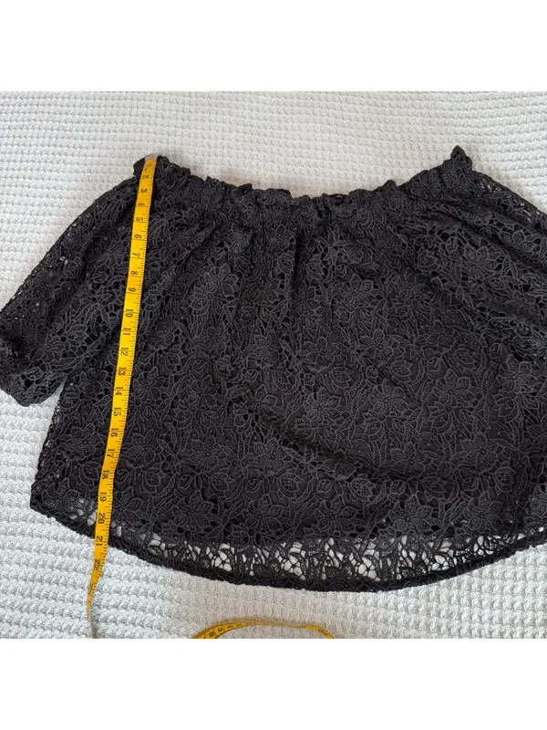 NWT Maeve Anthropologie Lace Off The Shoulder Blouse Womens Small Black Goth - Image 8