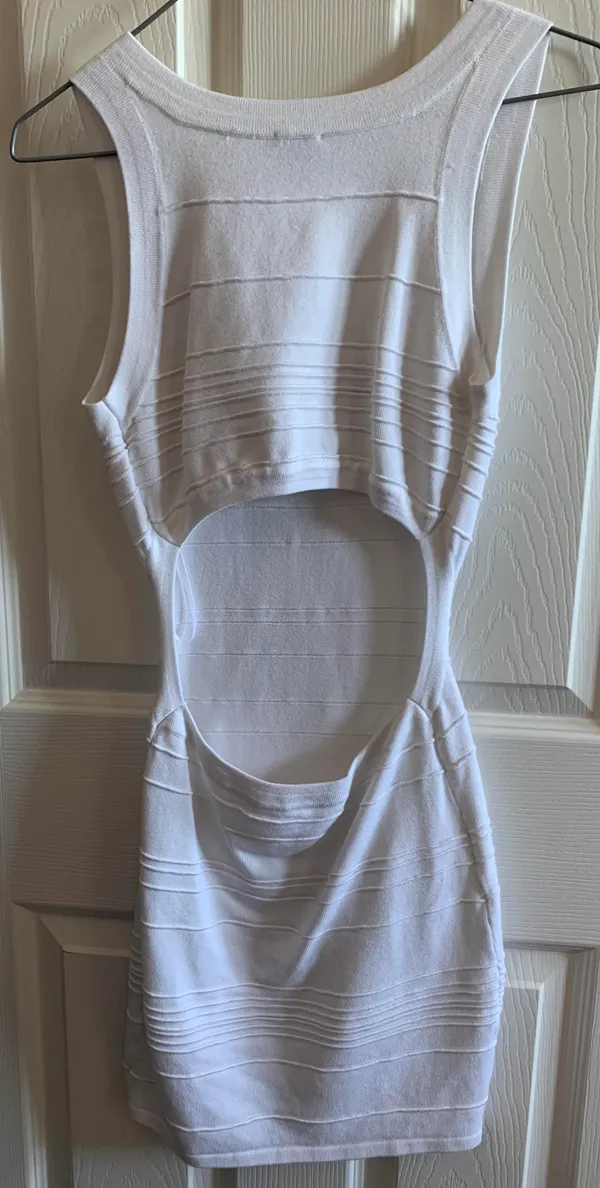 White Bodycon Open Back Dress - Image 2