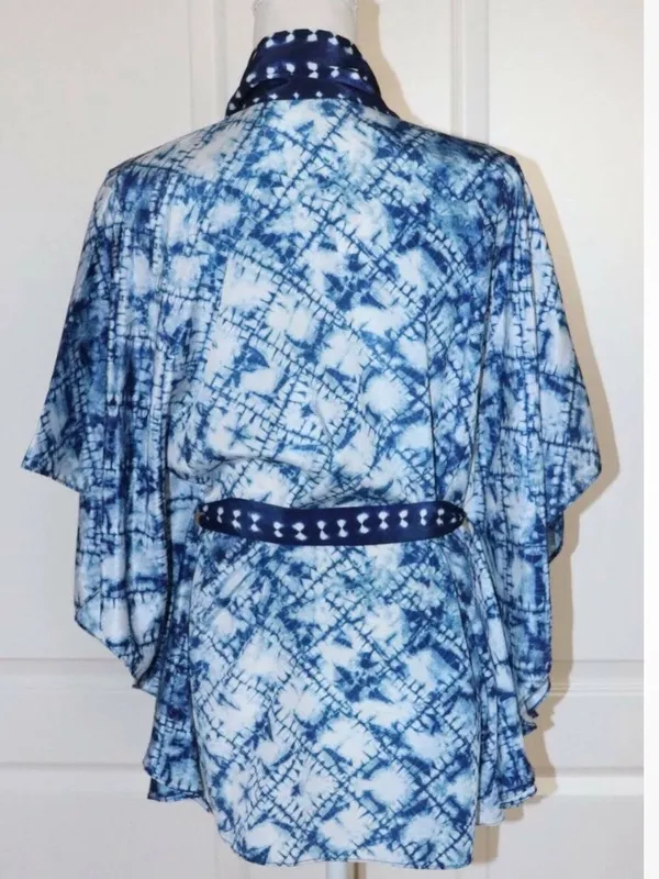 NWT Anthropologie De Novo Tate Blue Tie Dye Kimono One Size - Image 4