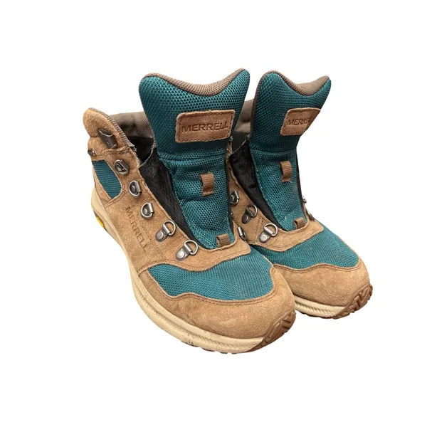 Merrell Vibram wms brown green waterproof hiking ankle boots sz 8 SKU 9971 - Image 15