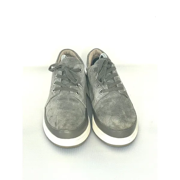 Donald J Pliner Miranda Platform Sneaker Size 9 Gray Suede Leather Lace Up Shoe - Image 2