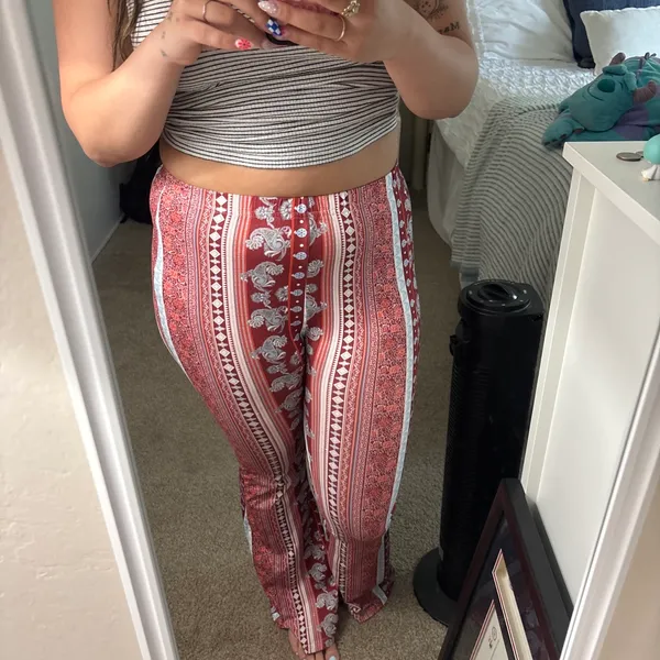 SheIn Red and white boho style pants - Image 2