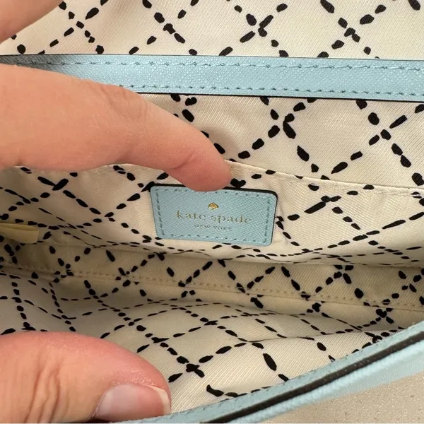 Kate Spade Mint Green Leather Square Clutch Handbag Purse Silver Hardware - Image 13