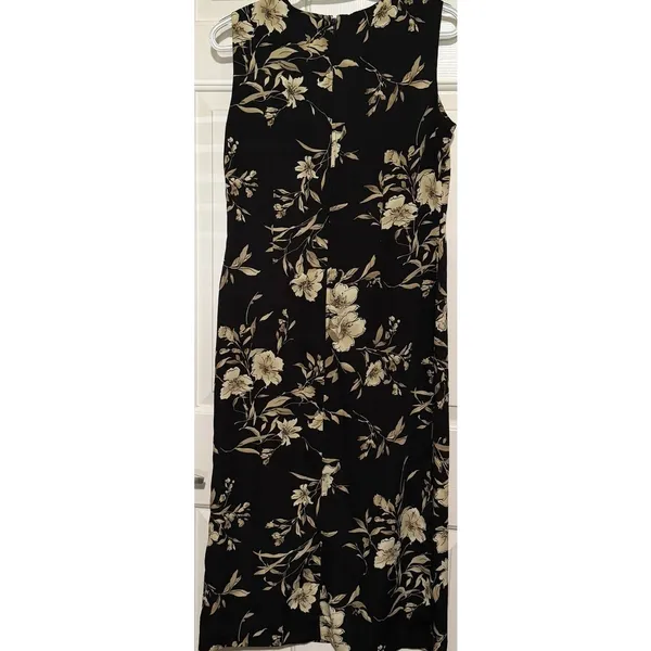 R&K Originals‎ Petite Women's Black Beige/Tan Sleeveless Dress Back Zip Size 8P - Image 2
