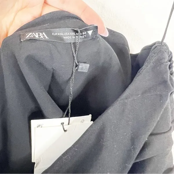 NWT ZARA One Shoulder Linen Blend Tank Women's Size XXL Black Minimalist‎ - Image 5