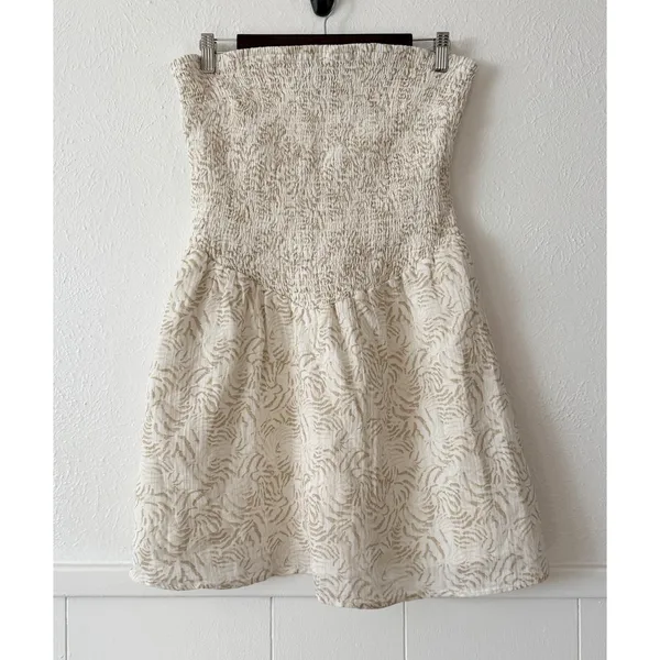 Universal Threads NWT L Smocked Strapless MiniDress Ivory Beige Boho Cottagecore - Image 3