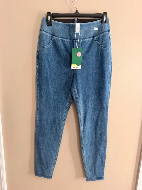 Halara Womens M 7/8 High-Waist Skinny Denim Pants Stretchy Cotton-Blend Medium B - Image 4
