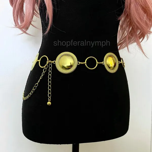 Gold Y2K Textured Domed Disc Chain Belt, Fits 25-43.5 Inches, X7GA1284 - Image 3