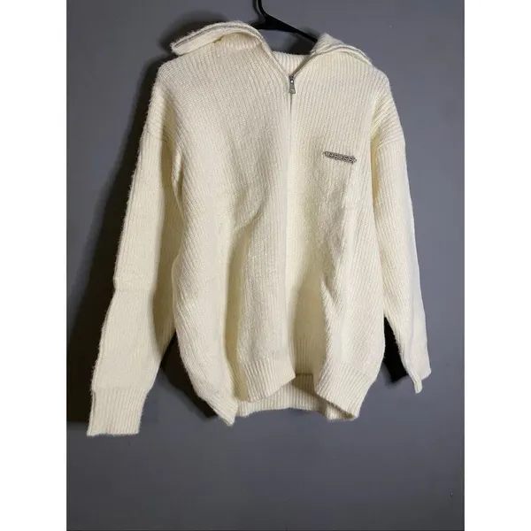 Aelfric Eden White Cowl Turtle Neck 1/4 Zip Sweater Size Small NWT - Image 2