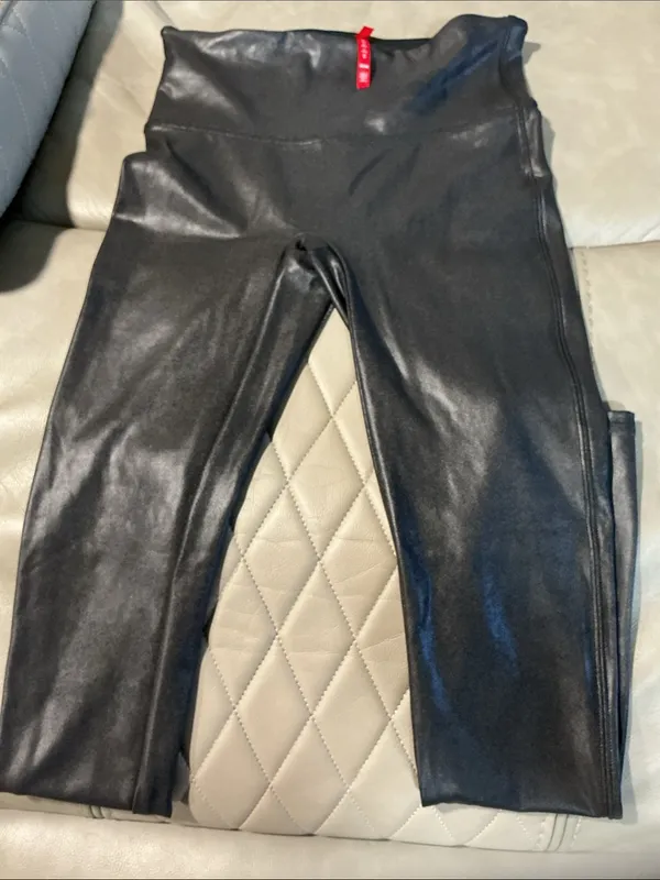 SPANX Black Faux Leather Jeggings - Image 4