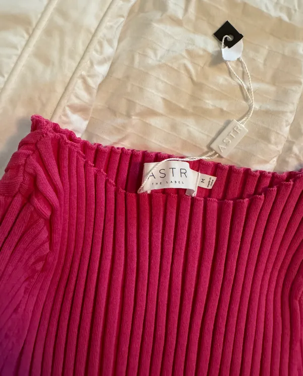 ASTR Pink Ribbed Midi Dress - Image 5