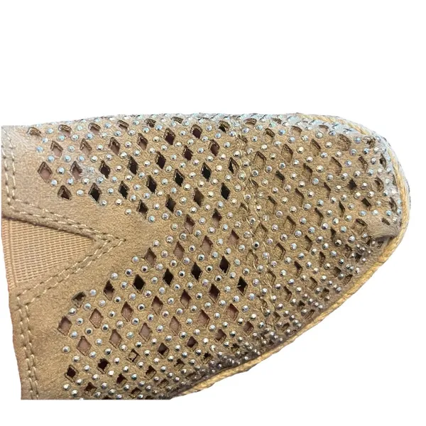 BOBS From Skechers Memory Foam Tan Espadrilles Rhinestone Wedge Platform Women 5 - Image 3