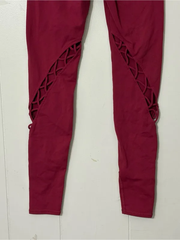 Alo Yoga Entwine High Rise Leggings Red Criss Cross Cutout Size Small S - Image 7