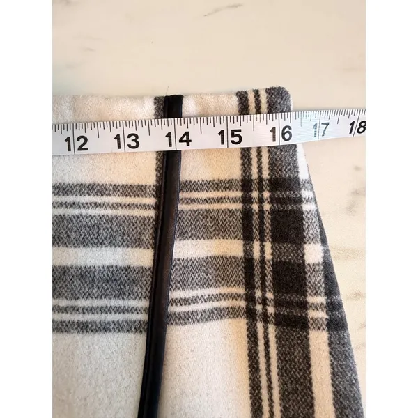 Joe Fresh Plaid Wool Blend Wrap‎ Mini Skirt Black White Party Women's Size 6 - Image 4