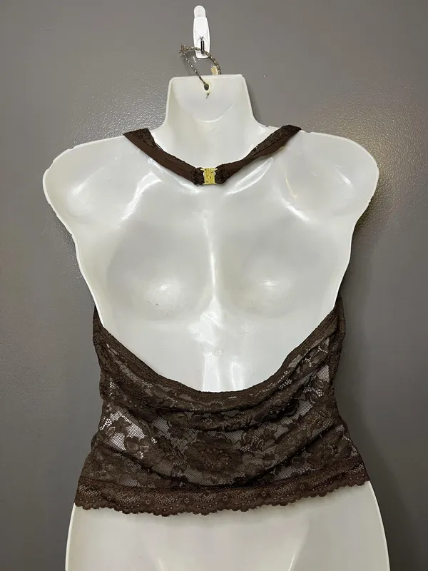 SweatyRocks Bralette Bra Womens Medium Brown Lace Sheer Wireless Lined Crop Top - Image 4
