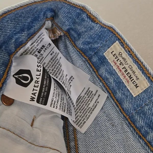 Levi's 501 Light Blue Distressed Jean Shorts Size W24 - Image 5
