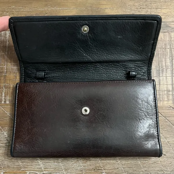 Brighton Vintage Leather Wallet with Silver Tone Hearts and Leather Hearts. - Image 2