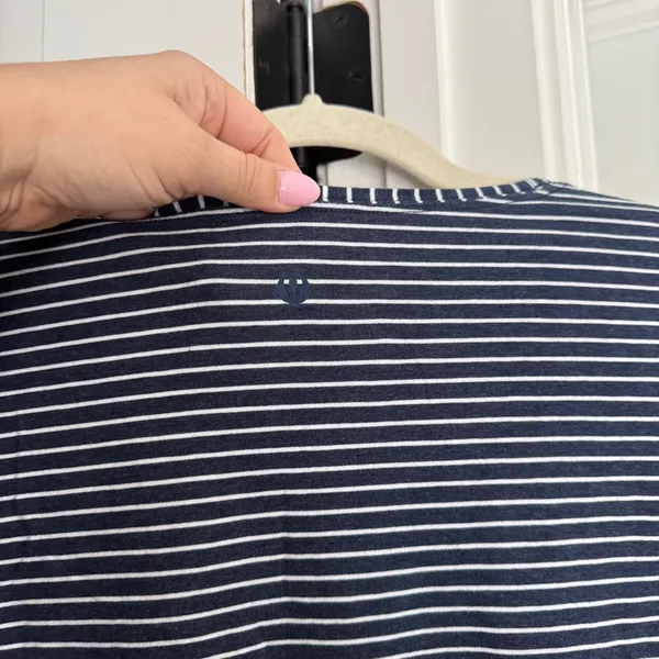 Lululemon navy blue‎ white stripe long sleeve top - Image 3