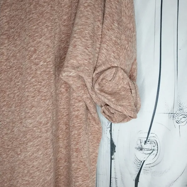 Free People Beach Heathered Dusty Pink Asymmeteical Loose Fit Boho Cover-Up - Image 8
