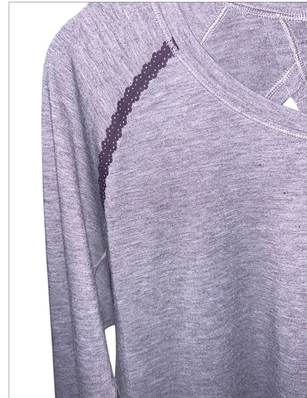 Lululemon Stop Drop & Squat Long Sleeve in Heathered Black Currant Sz 10/12 - Image 5