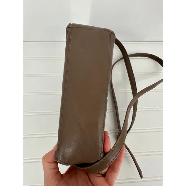 Vintage Etienne Aigner Crossbody Small Bag Purse Taupe Leather‎ Logo Zip Earthy - Image 12