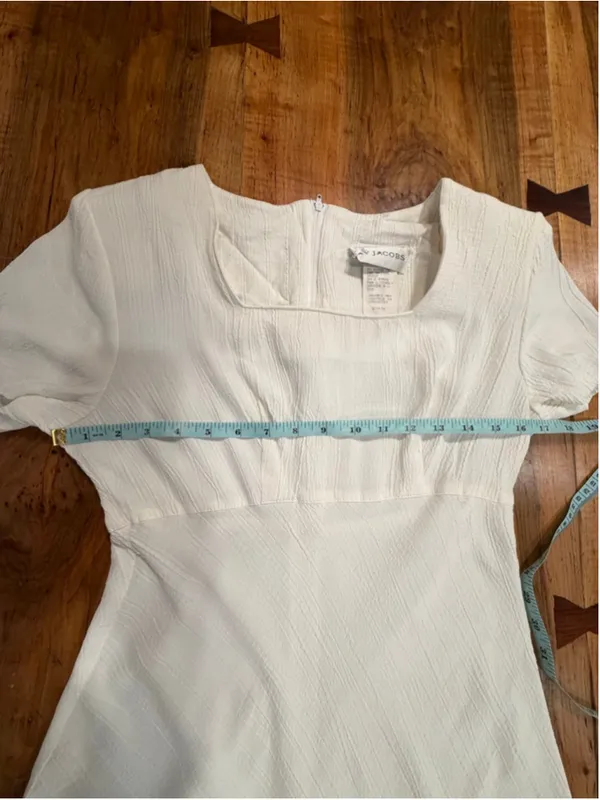VTG Jay Jacobs Cream Maxi Dress 7/8 Textured Crinkle Minimalist Wedding Bridal - Image 9