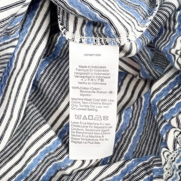 Madewell Jacquard Keyhole Short Sleeve Crop Top Black‎ Striped Size XS - Image 9
