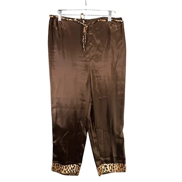 Delicates Pajamas Set Womens M Satin Leopard Trim Cami Pants‎ Sleepwear Lounge - Image 5