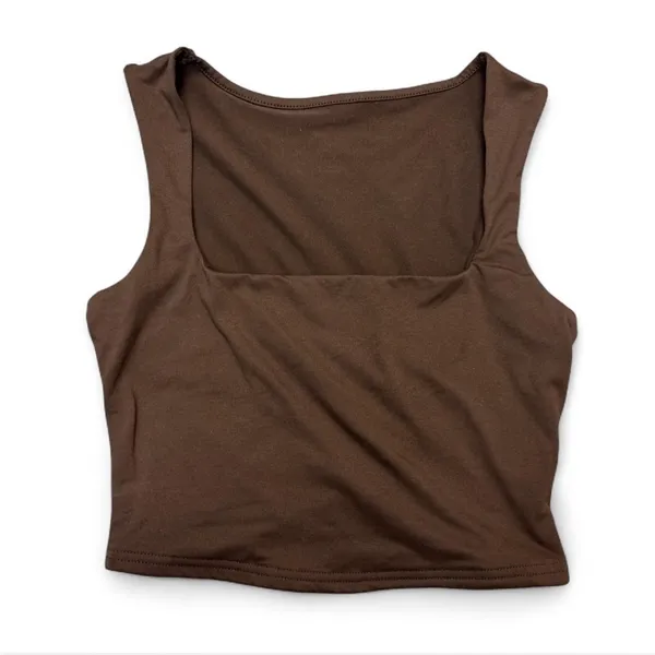 Amazon Elegant Brown Square Neck Crop Top - Image 2