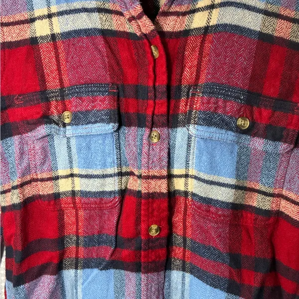 American Eagle Ahh-mazingly soft Red and Blue Plaid Shirt women’s size XSmall - Image 7