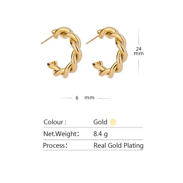 Gold twist hoop earrings - Image 4