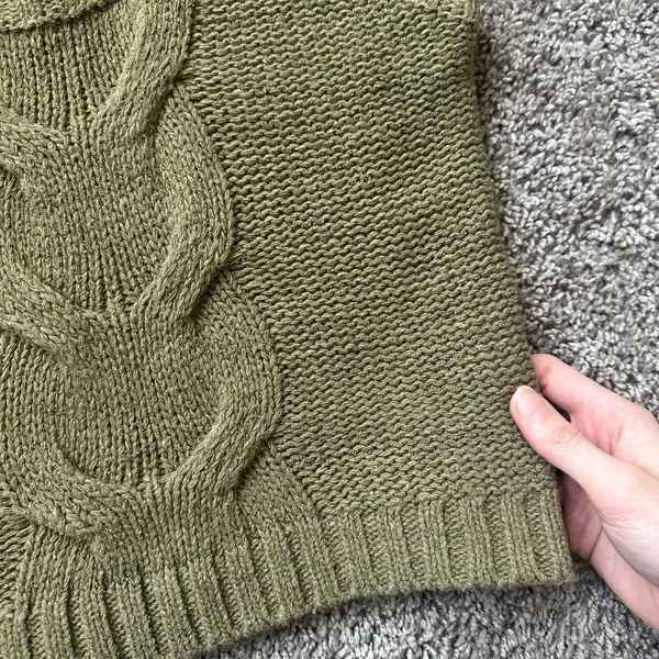 Olive Cable Knit Sweater Vest Green - Image 4